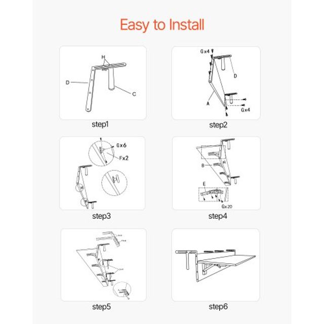 VEVOR Πτυσσόμενο Τραπέζι Μπαλκονιού 12 x 48 ιν. FXGZMZ12INCHJ4NJOV0