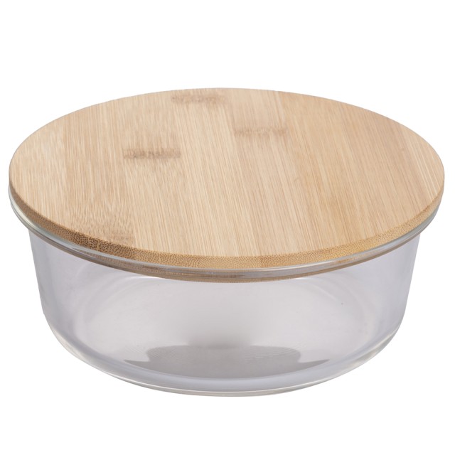 Galileo Στρογγυλό Δοχείο 15x67 cm από Βοροπυριτικό Γυαλί με Καπάκι από Μπαμπού SChef 5916534