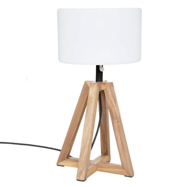 Atmosphera Ξύλινο Πορτατίφ με Ντουί E14, Λευκό Καπέλο και Μπεζ Βάση 190611