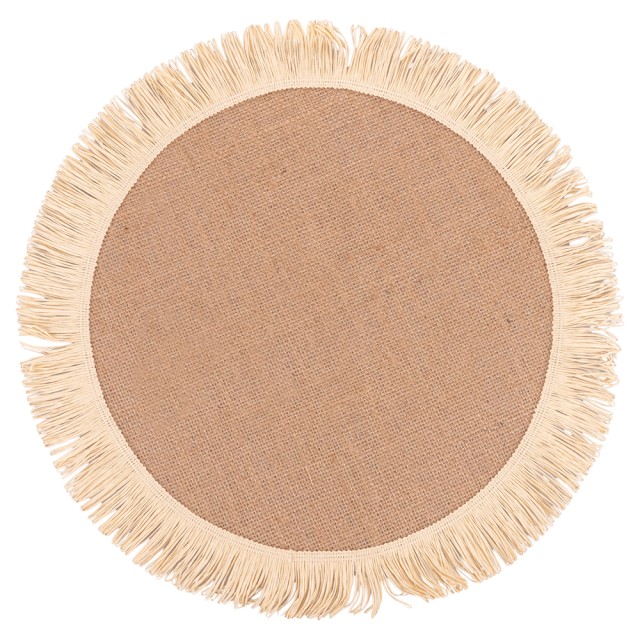 Villa dEste Home Στρογγυλό Σουπλά 38 εκ από Ύφασμα Γιούτας με Χάρτινες Φούντες 5918039