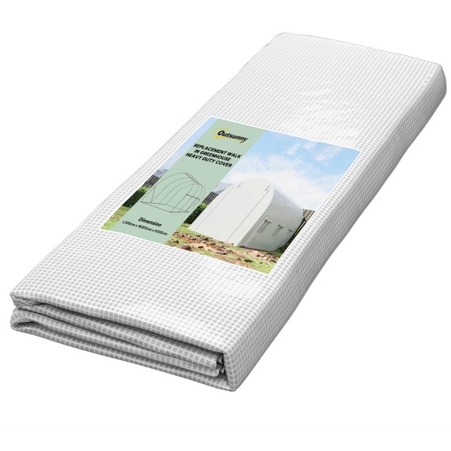 Outsunny Tελo Σερά από PE με 6 Παράθυρα, Ανοιγόμενη Πόρτα και Ενσωματωμένες Άκρες, 3x2x2 m, Λευκό 845-382V03WT