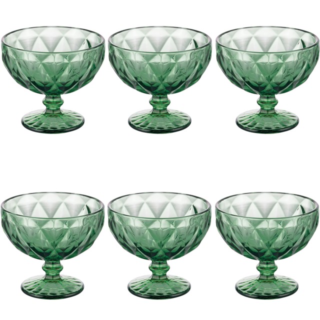 Galileo Σετ 6 φλιτζάνια παγωτό 400 ml με σκαλιστή επιφάνεια πράσινο Elizabeth Sibilla 5918870