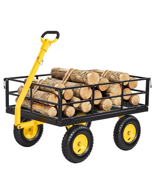VEVOR Μεταλλικό Καρότσι Κήπου 544 kg με Ρόδες Παντός Εδάφους 330 mm και Αποσπώμενα Πλευρικά Πλέγματα ZXHYTCHH1200ONYNQ001V0