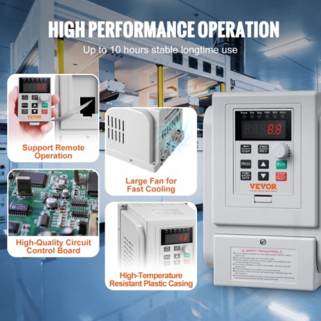 VEVOR VFD 2.2KW 10A 3HP Μετατροπέας Συχνότητας για Έλεγχο Ταχύτητας 3-Φασικού Κινητήρα BPDSQ3HP0000FEVFCV7