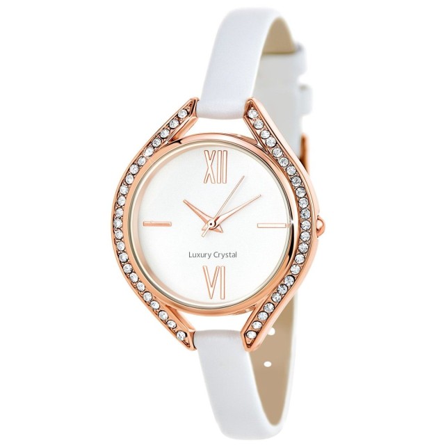 So Charm Ρολόι με μπρασελέ διακοσμημένο με Κρύσταλλα Swarovski, Λευκό - Ροζ Gold MF431-ORROSE-SWARO