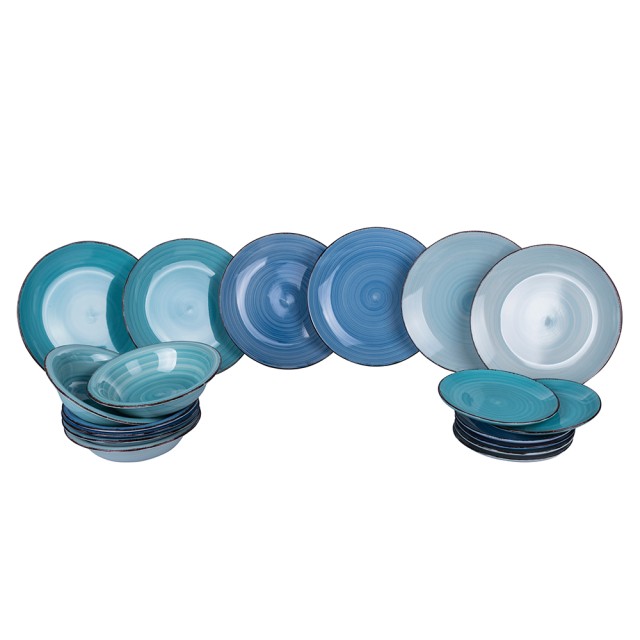 Villa DEste  Σετ πιάτων 18 τεμαχίων από gres, 6 διαφορετικές θέσεις τραπεζιού Baita Acqua Ocean 5907301