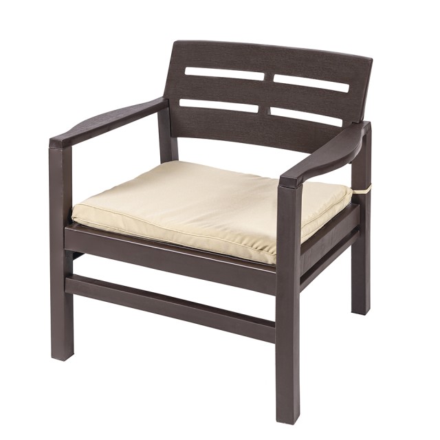 Galileo Σετ κήπου 4 θέσεων καφέ από πλαστικό PP με εφέ ξύλου και μπεζ μαξιλάρια Fiji Est 5906462