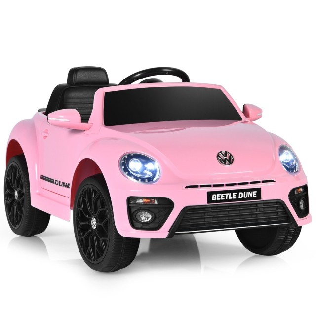 Costway  Παιδικό αυτοκίνητο VW Beetle με μουσική & φωτισμό με τηλεχειριστήριο 2,4G Ροζ 94 x 55,5 x 47 εκ TQ10234DE-PI