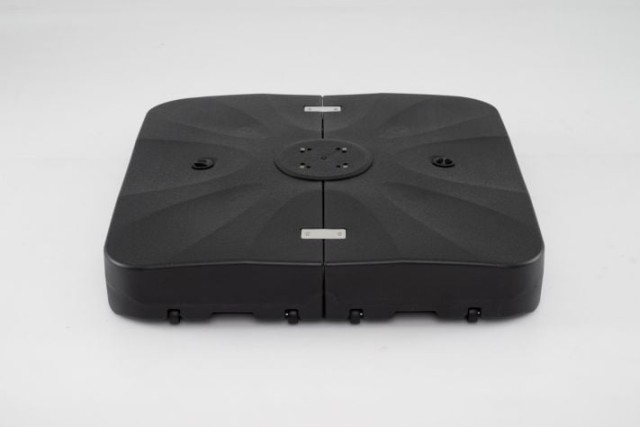 Costway Τετράγωνη γεμιζόμενη βάση ομπρέλας βραχίονα με ρόδες HDPE 105 εκ. μαύρη για κήπο, βεράντα και πισίνα, 18 x 105 x 105 cm NP12977DK