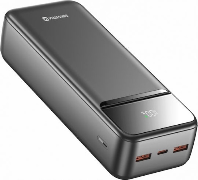 Swissten Power Line II 30000mAh 22.5W με Θύρα USB-A και 2 Θύρες USB-C Power Delivery