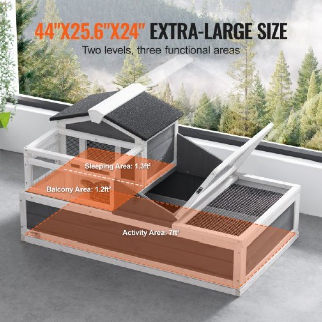 Ξύλινο Σπίτι Χελώνας VEVOR 3 Δωματίων 44x25.6x24in Εσωτερικού/Εξωτερικού Χώρου  MZWGXMZDWD00HCD53V0