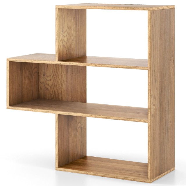 Costway Στέρεη Βιβλιοθήκη 3 Επιπέδων με Προστασία Ανατροπής 84 x 84 cm Φυσικό Χρώμα CB10879NA-A