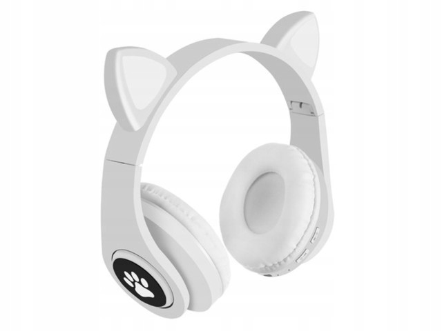 Verk Group Ασύρματα Ακουστικά Bluetooth με FM Radio, MP3 και LED Φωτισμό, Λευκά 5907451355657