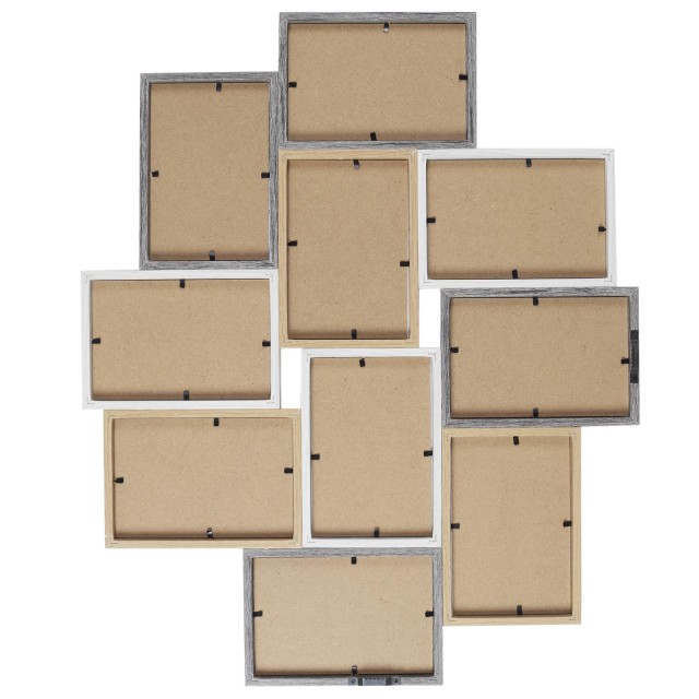 Κορνίζα Κολάζ για 10 Φωτογραφίες 47 x 56 x 2,8 cm Καφέ/ Λευκό HD4213 Home Deco Factory