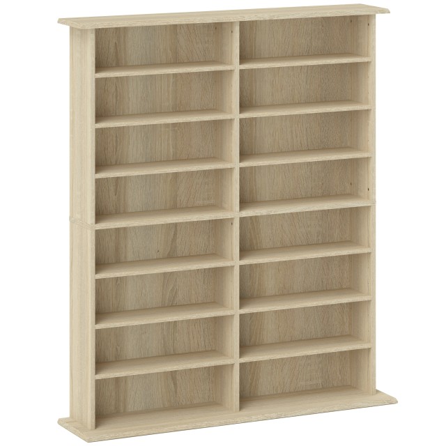 HOMCOM Βιβλιοθήκη CD 16 Ραφιών, Ξύλινη, Φυσικό, 106.5x24x126.3 cm 836-602V00ND