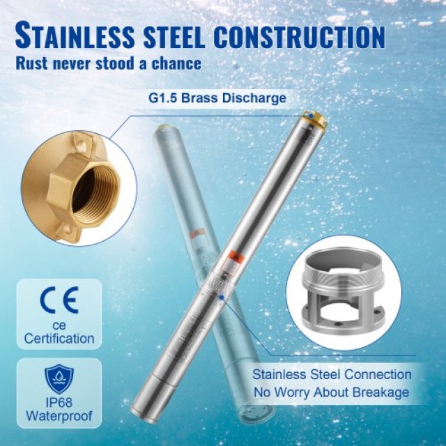 Αντλία Υποβρύχια VEVOR 1500W 9.8 m³/h 108 m Ανοξείδωτη SJQSBMBWZ220VN1JDV2