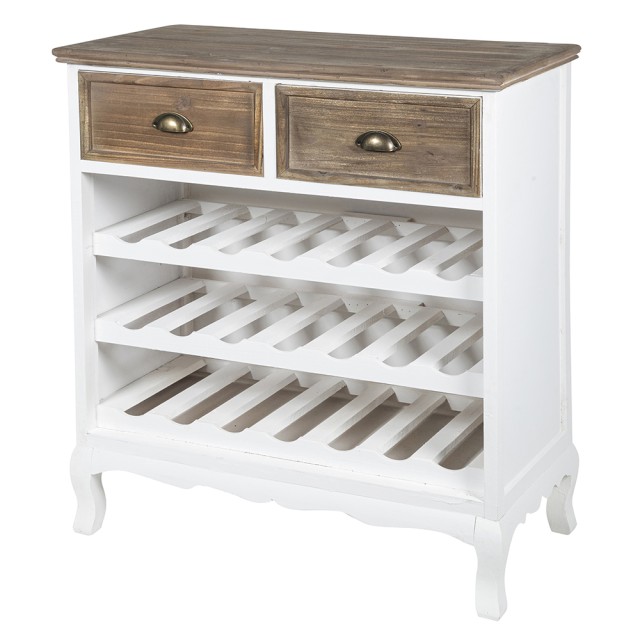 Galileo Φορητή καντινέτα από ξύλο έλατου με 2 συρτάρια, 3 ράφια 84x40x95cm λευκό και φυσικό καφέ Sibilla 5919558