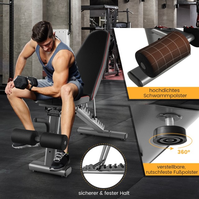 Costway  Ρυθμιζόμενος Πάγκος Βαρών για Οικιακή Άσκηση με 10 Θέσεις Πλάτης, 3 Θέσεις Καθίσματος και 5 Θέσεις Ποδιών FH10064DK