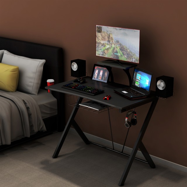 Costway Εργονομικό Γραφείο Gaming Μαύρο 106 x 59,5 x 101,5 εκ. HW66284