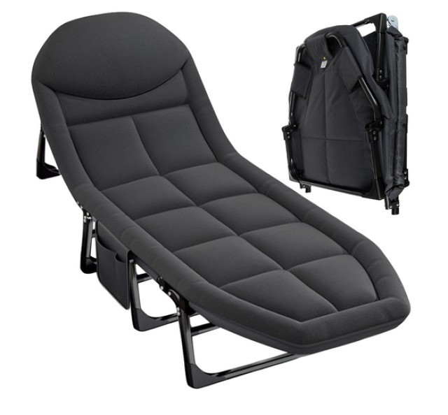 Πτυσσόμενο Κρεβάτι Camping με Στρώμα 200 x 65 x 30 cm Γκρι 25380 Trizand