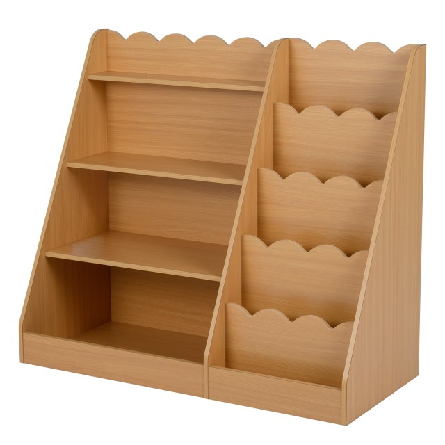 Costway Παιδική ξύλινη βιβλιοθήκη με 4 ανοιχτά ράφια και κρυφό αποθηκευτικό χώρο, φυσικό χρώμα, 80,5 x 40 x 90 cm TP10396NA