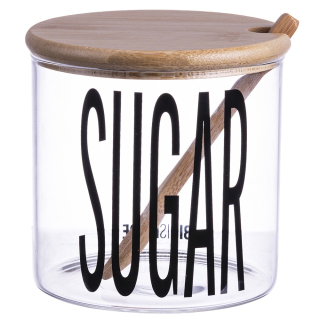 Villa DEste  Γυάλινη ζαχαριέρα 500 ml με καπάκι και κουτάλι από διαφανές μπαμπού Bigismore 5920973