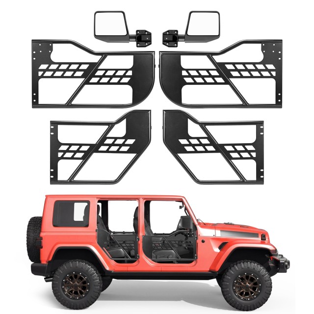 VEVOR Ημιπόρτες Tube 4 Θυρών για Jeep Wrangler JK/JKU Unlimited 2007-2018, με Καθρέφτες, Τσάντα Αποθήκευσης και Λαστιχένια Πέλματα JPC4MCXSLFGJZ48NX001V0