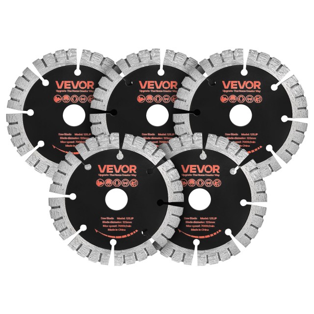VEVOR Διαμαντόδισκοι Τοίχου 125 mm, 5 Τεμ., 20 mm Άξονας HNTJDP125MM04WUIT001V0