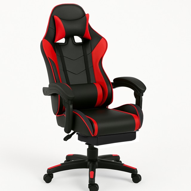 BAKAJI Καρέκλα Gaming Δερματίνη Μαύρο και Κόκκινο Ανακλινόμενη για Γραφείο Δωμάτιο 02842360