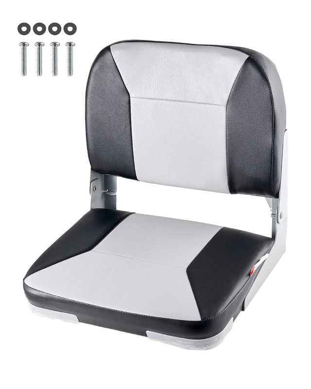 VEVOR Κάθισμα Σκάφους με Χαμηλή Πλάτη και Ανακλινόμενο Πίσω Μέρος (Μαύρο & Γκρι) ZDCZYDKBHHS14JMK4001V0