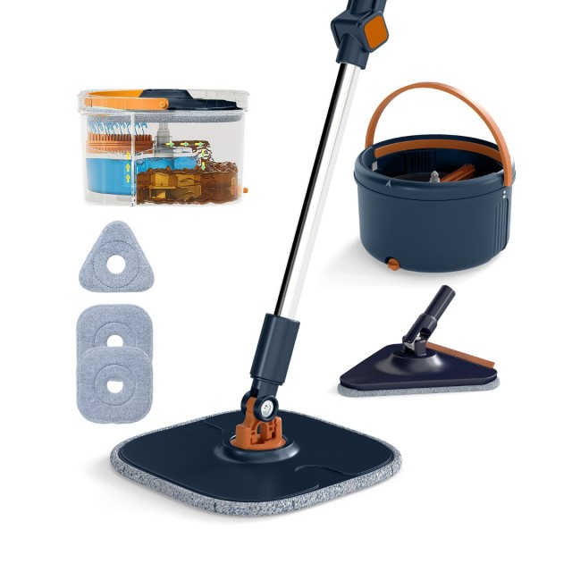 Costway Σετ Σφουγγαρίστρας με Κουβά Διαστάσεων 35,5 x 20 εκ - Μπλε Θαλάσσης CL12077NY