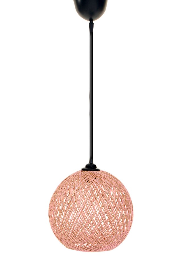 Κρεμαστό Φωτιστικό Jute Boho-Scandi, Ροζ-Καφέ, 55x24 εκ., ντουί E27, max 40W 390FLH1572
