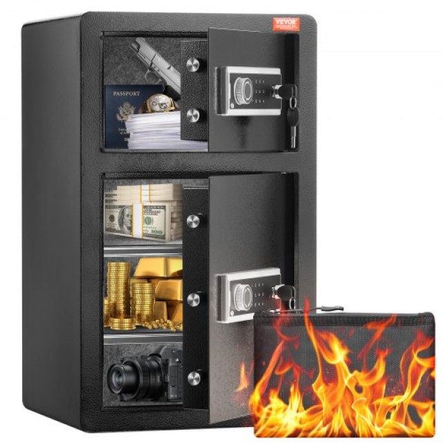 VEVOR Διπλή Πόρτα Χρηματοκιβώτιο 4.5 cu.ft με Κλειδαριά & Κωδικό, Ανθεκτική Τσάντα, Μαύρο  LMBXXLS452CU8Z59AV9