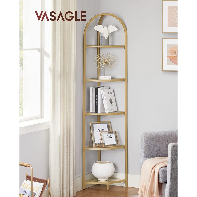 VASAGLE 5 Επιπέδων Γωνιακή Ραφιέρα, Χρυσή  28 x 28 x 158 cm VASAGLE LGT810A01