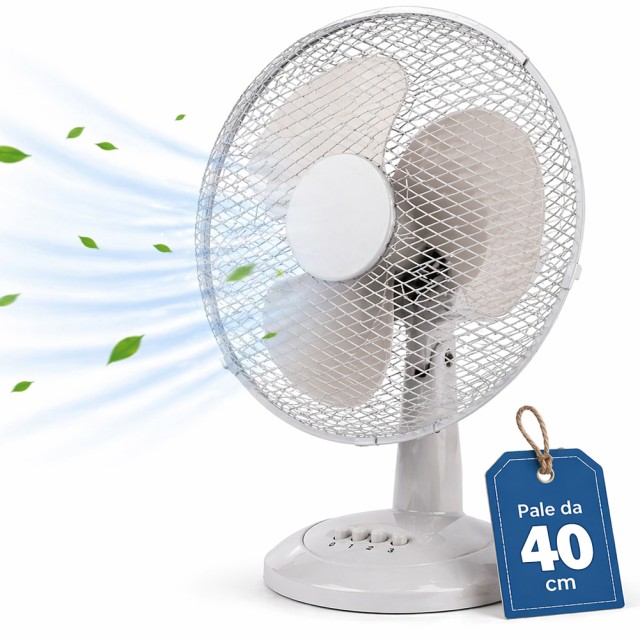 BAKAJI Αυτόνομος Επιτραπέζιος Ανεμιστήρας Χρώματος Άμμου, Ισχύς 45W, Διάμετρος 40cm, 3 Ταχύτητες 02002231