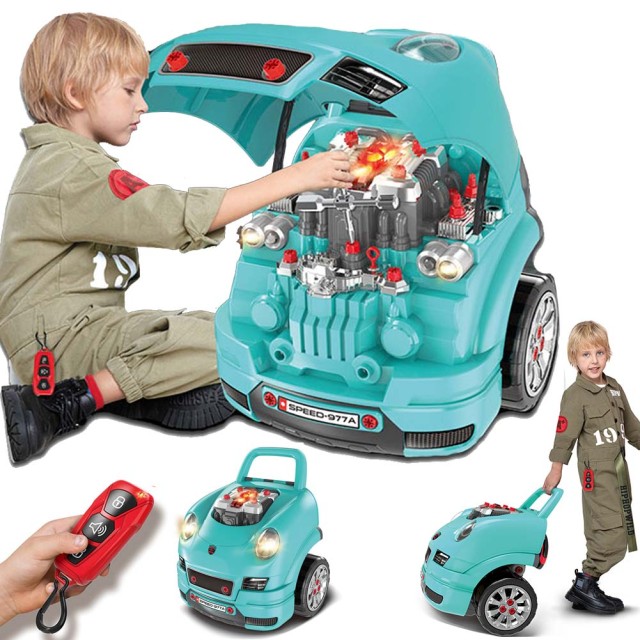 BAKAJI Παιδικό Παιχνίδι Κατασκευής Ηλεκτρικού Αυτοκινήτου με Φώτα Ήχους Αξεσουάρ Μπλε 02012584