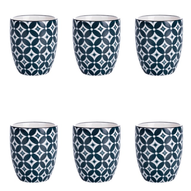 Villa dEste Home Σετ 6 Κούπες Καφέ 90 ml από Γκρες με Γεωμετρικό Σχέδιο Confusion 5922602