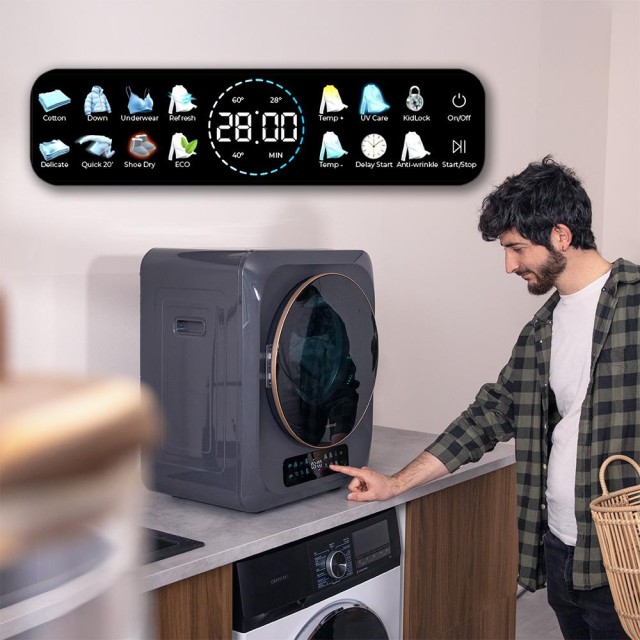 Cecotec Mini Στεγνωτήριο Ρούχων Bolero DressCode Dry 3400V 3kg με Οθόνη Full Color, 8 Προγράμματα, UV Care και Dry Shoe Pro CEC-111289
