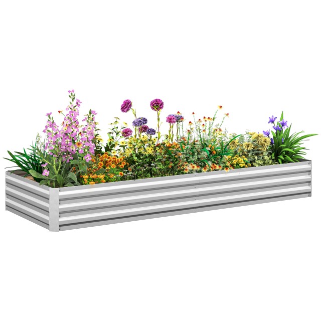 Outsunny Μεταλλικό Υπερυψωμένο Κρεβάτι Κήπου 241x90,5x30 εκ. 845-518V00SR