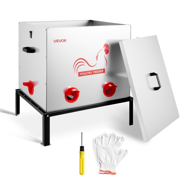 VEVOR Αυτόματη Ταΐστρα Κοτόπουλων, Χωρητικότητα 38,56 κιλά, 6 Θύρες Σίτισης, Μεταλλική Κατασκευή, για Κότες και Φασιανούς JQWLQ85LBS6KPAOVX001V0