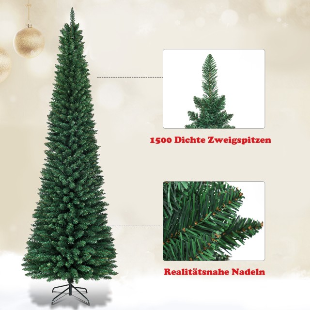 Costway 270εκ Τεχνητό Χριστουγεννιάτικο Δέντρο Πράσινο με Μεταλλική Βάση CM20657