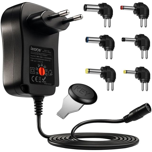 Izoxis Ρυθμιζόμενο Universal Τροφοδοτικό 3-12V 30W με 6 Αντάπτορες USB και Καλώδιο 1,5m 26106