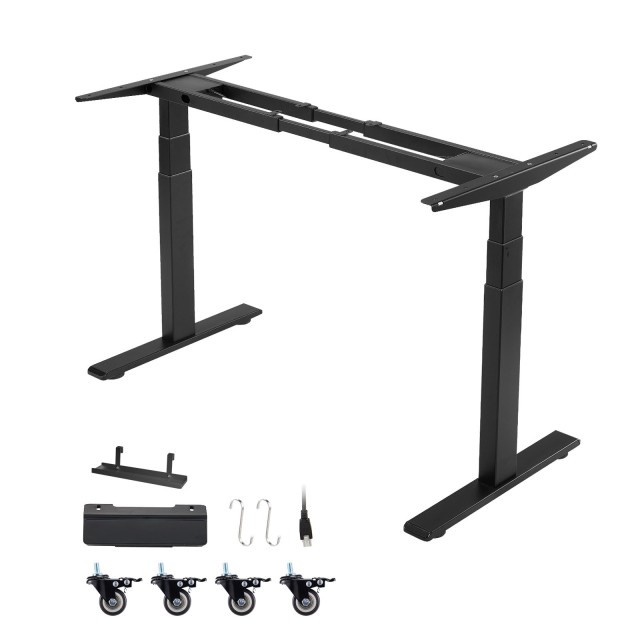 VEVOR Ηλεκτρικός σκελετός γραφείου ρυθμιζόμενου ύψους με διπλό μοτέρ, πλάτος 100-180 cm, 3 θέσεις μνήμης, μαύρο SJZDZBZZSDJZKAQXV001V2