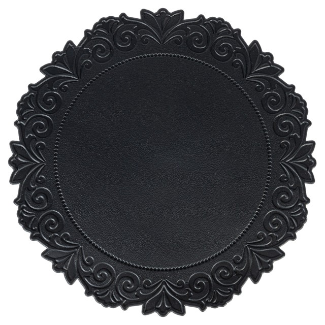 Villa dEste Home Σετ 6 τμχ Στρογγυλό μαύρο σουπλά PVC με άνθινο σχέδιο 5921767