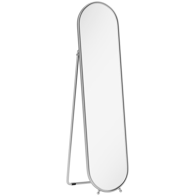 HOMCOM Καθρέφτης Ολόσωμος Δαπέδου με Πτυσσόμενη Βάση, Γυαλί και Μέταλλο, 40x4x160 εκ., Ασημί 831-777V80SR
