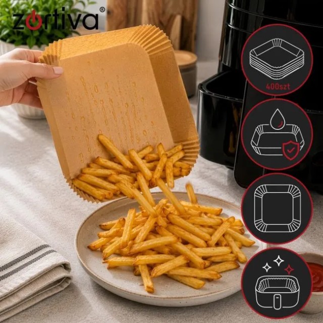 ZORTIVA Σετ 400 τμχ Αντικολλητικά Χαρτιά Air Fryer 20x20 cm 28255