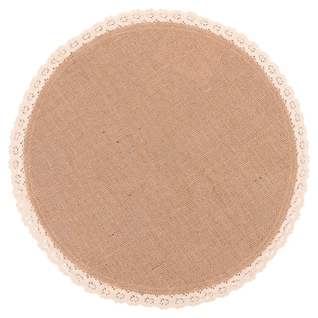 Villa dEste Home Στρογγυλό Σουπλά 38 εκ. από Λινάτσα με Δαντελένιο Τελείωμα 5921028