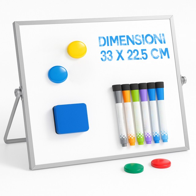 BAKAJI Μαγνητικός Διπλής Όψεως Πίνακας Γραφής με Σβήσιμο με Μαρκαδόρους και Γομολάστιχα 33x22.5cm 02842804