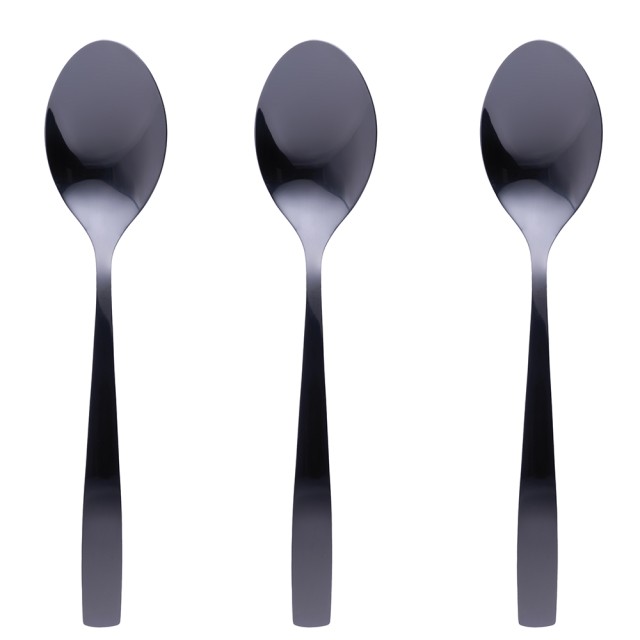 Galileo Σετ 3 Μαύρα Γυαλιστερά Κουτάλια από Ανοξείδωτο Ατσάλι 180 Manhattan Sibilla 5917055