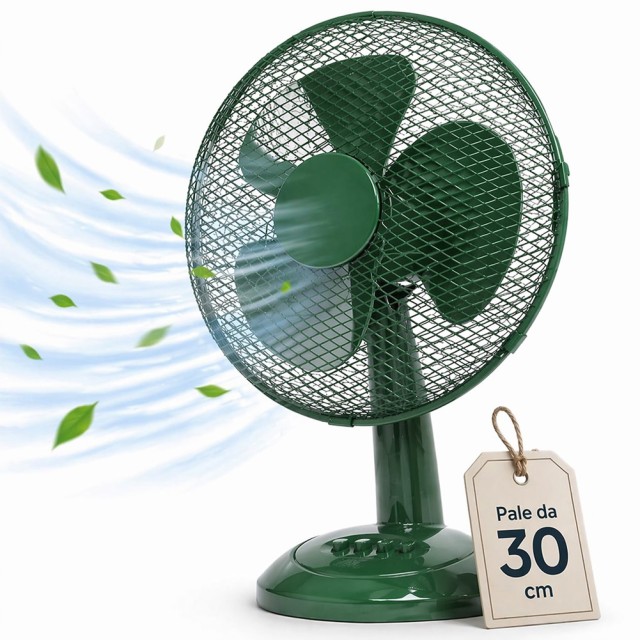 BAKAJI Επιτραπέζιος Ανεμιστήρας Διαμέτρου 30cm, Ισχύς 35W, Πράσινος, 3 Ταχύτητες, Αθόρυβος 02002230